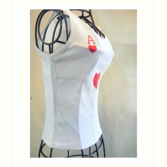 Ace of Hearts White Tank Top Size Small - Picture 4 of 7